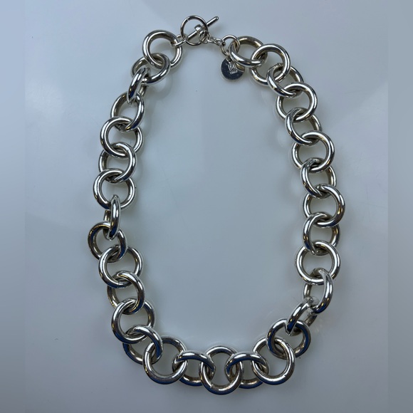1AR Silver Chain Statement Necklace HR12-6 - Picture 5 of 6